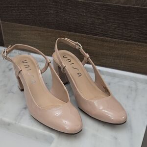 Unisa Nude Patent Leather Heels